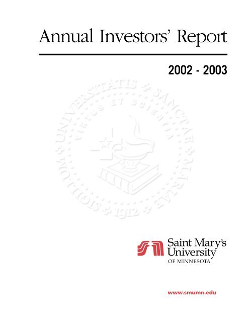 SMU Annual Report 2002-03 - Saint Mary's University of Minnesota