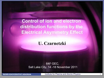 Control of ion and electron distribution functions by the Electrical ...