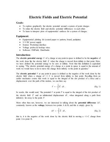 Electric Fields and Electric Potential (Lab 3)