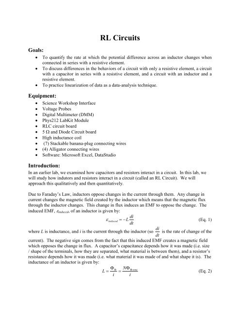 Understanding RL Circuits (Lab 9)