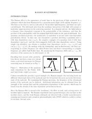 RAMAN SCATTERING INTRODUCTION The Raman effect is the ...