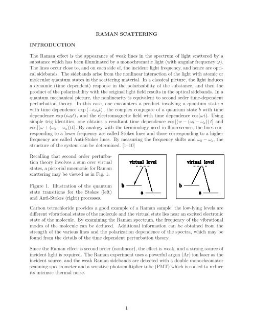 RAMAN SCATTERING INTRODUCTION The Raman effect is the ...