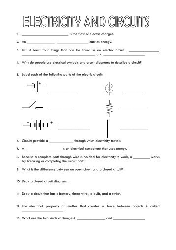PS-6.8 - Electricity Worksheet - For Review