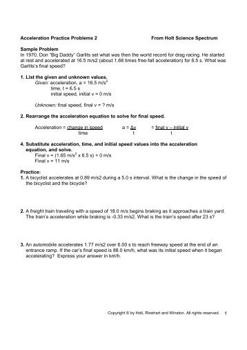 PS-5.4 - Acceleration Problems 2 _PS-5.4 - Acceleration Practice ...