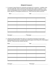 Dihybrid Crosses II: Dogs & Chickens