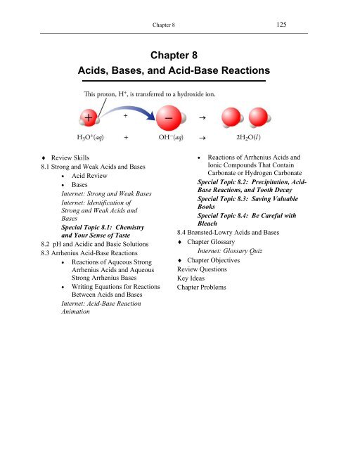 Chapter 8 Acids, Bases, and Acid-Base Reactions - An Introduction ...