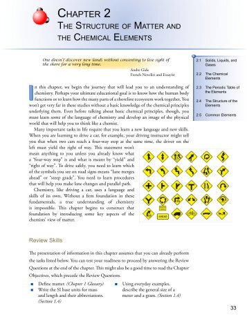 Chapter 2: An Introduction to Chemistry: The Structure of Matter and ...