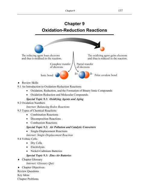 Student Study Guide Chapter 9 - An Introduction to Chemistry