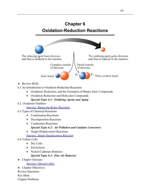 Chapter 6 Oxidation Reduction Reactions An Introduction To