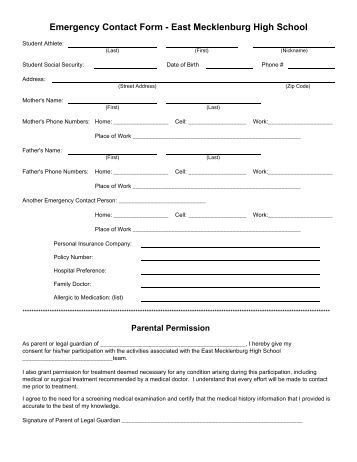 medical emergency form template
