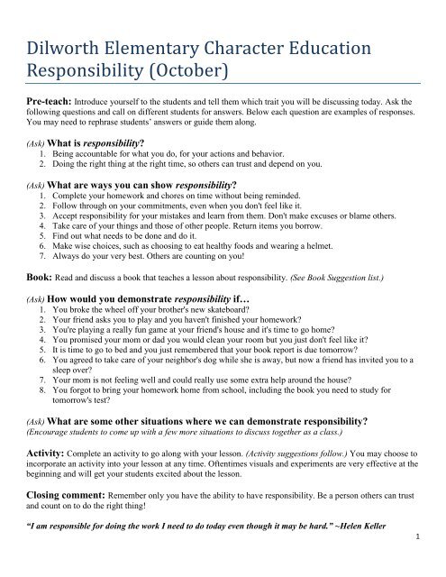 Character Counts Character Education Activity - Have Fun Teaching