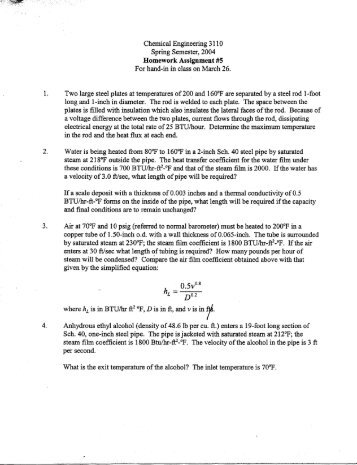 Homework 5 Solution - Chemical Engineering