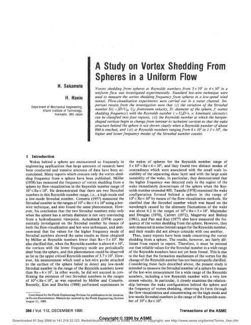 A study on vortex shedding from spheres in uniform flow