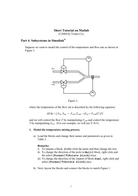 Short Tutorial on Matlab Part 4. Subsystems in Simulink