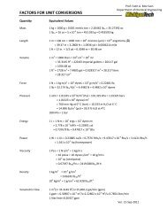 FACTORS FOR UNIT CONVERSIONS - Chemical Engineering