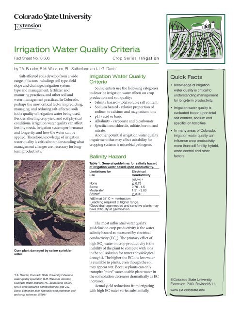 Irrigation Water Quality Criteria - Colorado State University Extension
