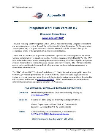 Appendix III Integrated Work Plan Version 0.2 - Joint Planning and ...