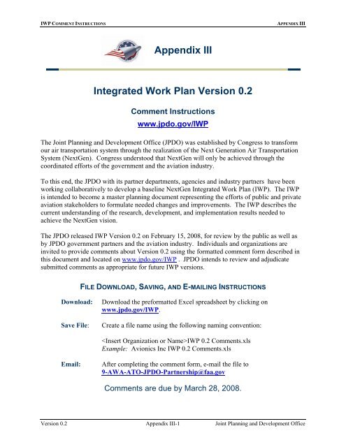 Appendix III Integrated Work Plan Version 0.2 - Joint Planning and ...