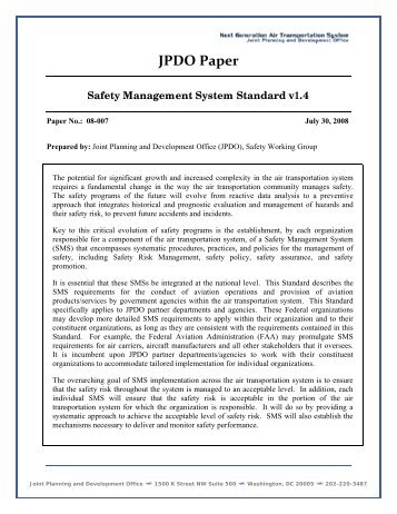 JPDO Paper Safety Management System Standard v1.4