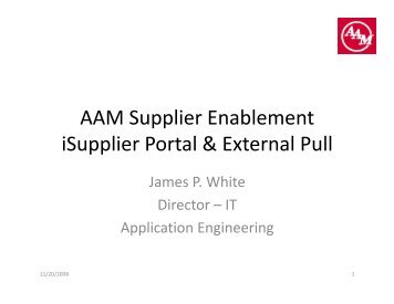 AAM Supplier Enablement iSupplier Portal & External Pull - MI-OAUG