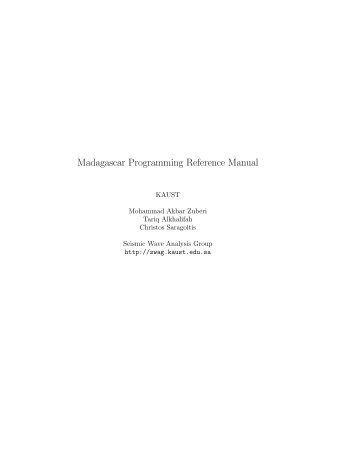Madagascar Programming Reference Manual