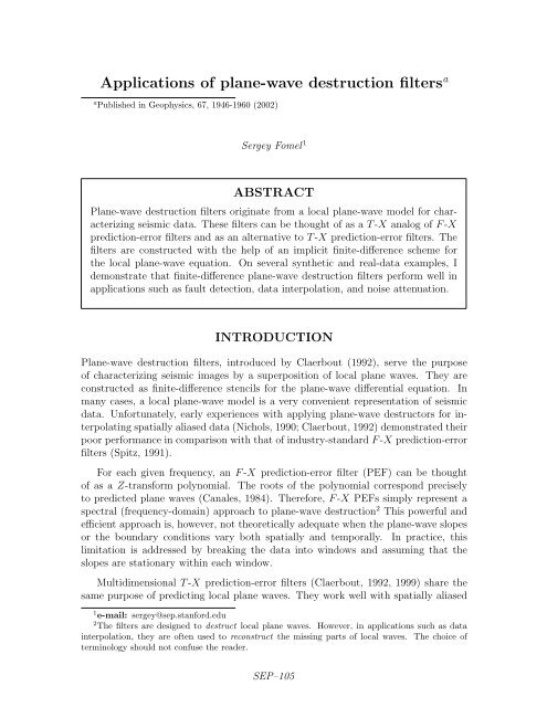 Applications of plane-wave destruction filtersa