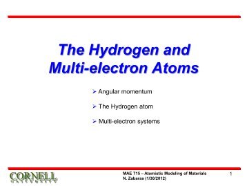 Angular momentum and the Hydrogen atom - Cornell University