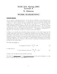 MAE 212: Spring 2001 Lecture 8 N. Zabaras WORK HARDENING