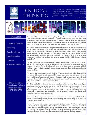 CRITICAL THINKING - scienceinquirer - Wikispaces