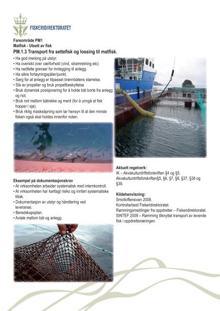 PM1.3 Transport av fisk fra landanlegg til ... - Fiskeridirektoratet