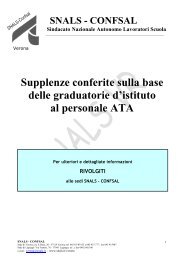 Supplenze personale ATA da graduatorie di istituto - snals verona