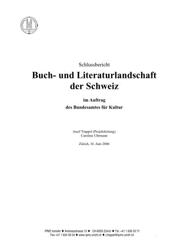 Buch- und Literaturlandschaft der Schweiz im ... - Bundesamt für Kultur