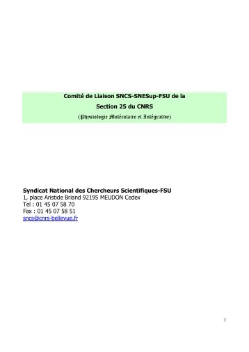 Comité de Liaison SNCS-SNESup-FSU de la Section 25 du CNRS ...