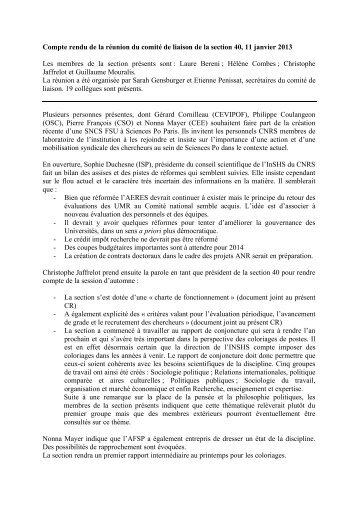 Compte rendu de la réunion du comité de liaison de la ... - SNCS