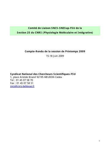Comité de Liaison SNCS-SNESup-FSU de la Section 25 du CNRS ...