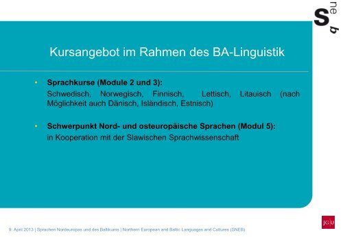 BA Linguistik - Sprachen Nordeuropas und des Baltikums