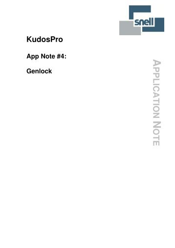 KudosPro Genlock Application Note - Snell
