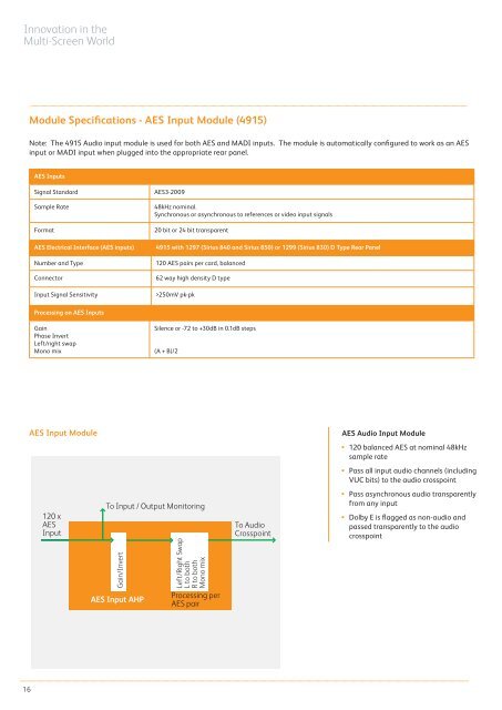 Sirius 800 with AHP Technical Datasheet - Snell