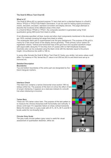 The Snell & Wilcox Test Chart #2 What is it? The Snell & Wilcox #2 is ...