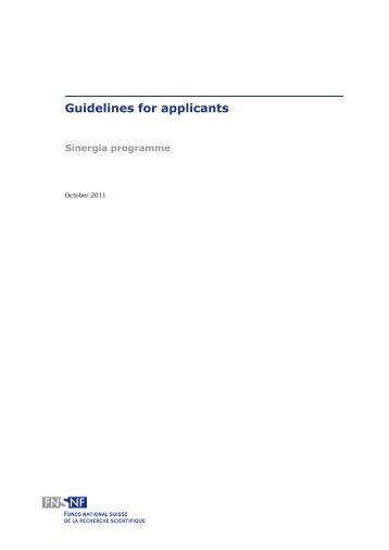 Guidelines for applicants of the Sinergia programme (PDF, 425 KB)