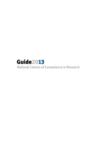 NCCR Guide 2013 - Schweizerischer Nationalfonds (SNF)