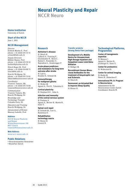 NCCR Guide 2013 - Schweizerischer Nationalfonds (SNF)