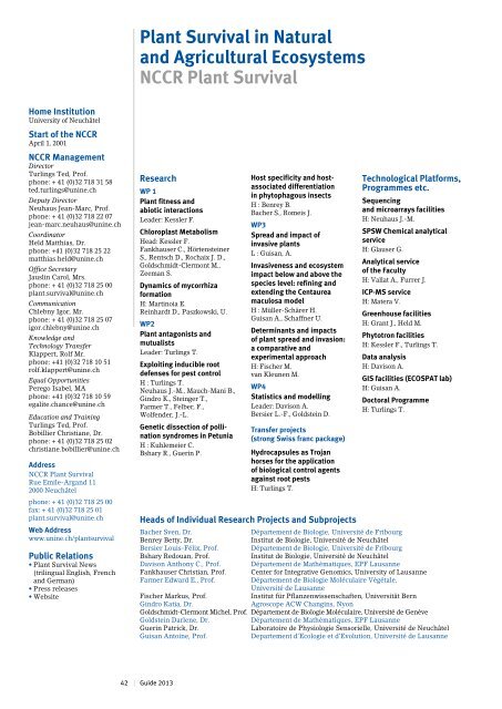 NCCR Guide 2013 - Schweizerischer Nationalfonds (SNF)