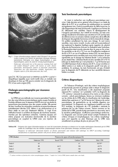 Diagnostic de la pancréatite chronique débutante - SNFGE