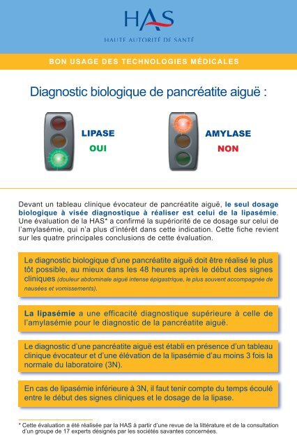 Diagnostic biologique de pancréatite aiguë - SNFGE