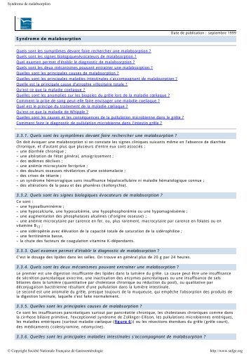 Syndrome de malabsorption - SNFGE