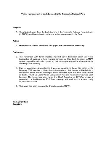 Visitor management in Loch Lomond & the Trossachs National Park ...