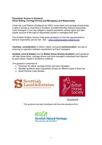 Equestrian Access in Scotland - Scottish Natural Heritage