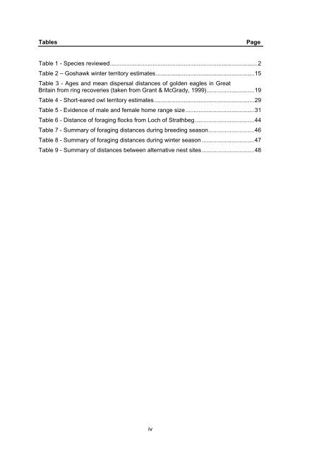 Literature review to assess bird species connectivity to Special ...