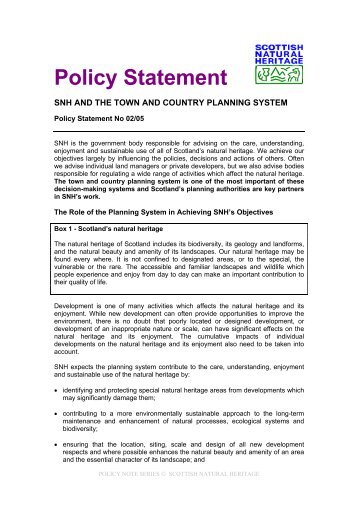 SNH Policy Statement - Town & Country Planning